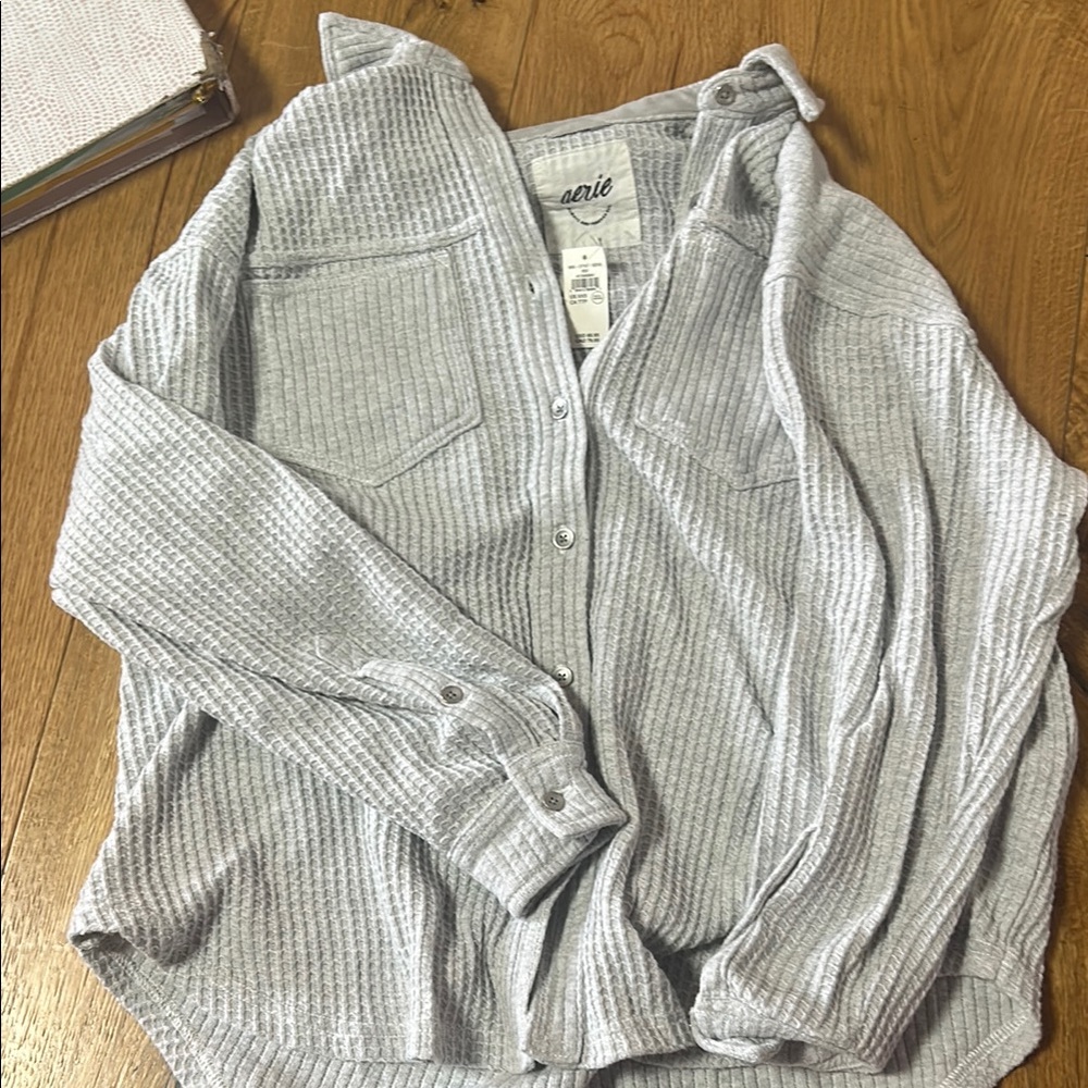 Aerie Gray Button-Up Shirt